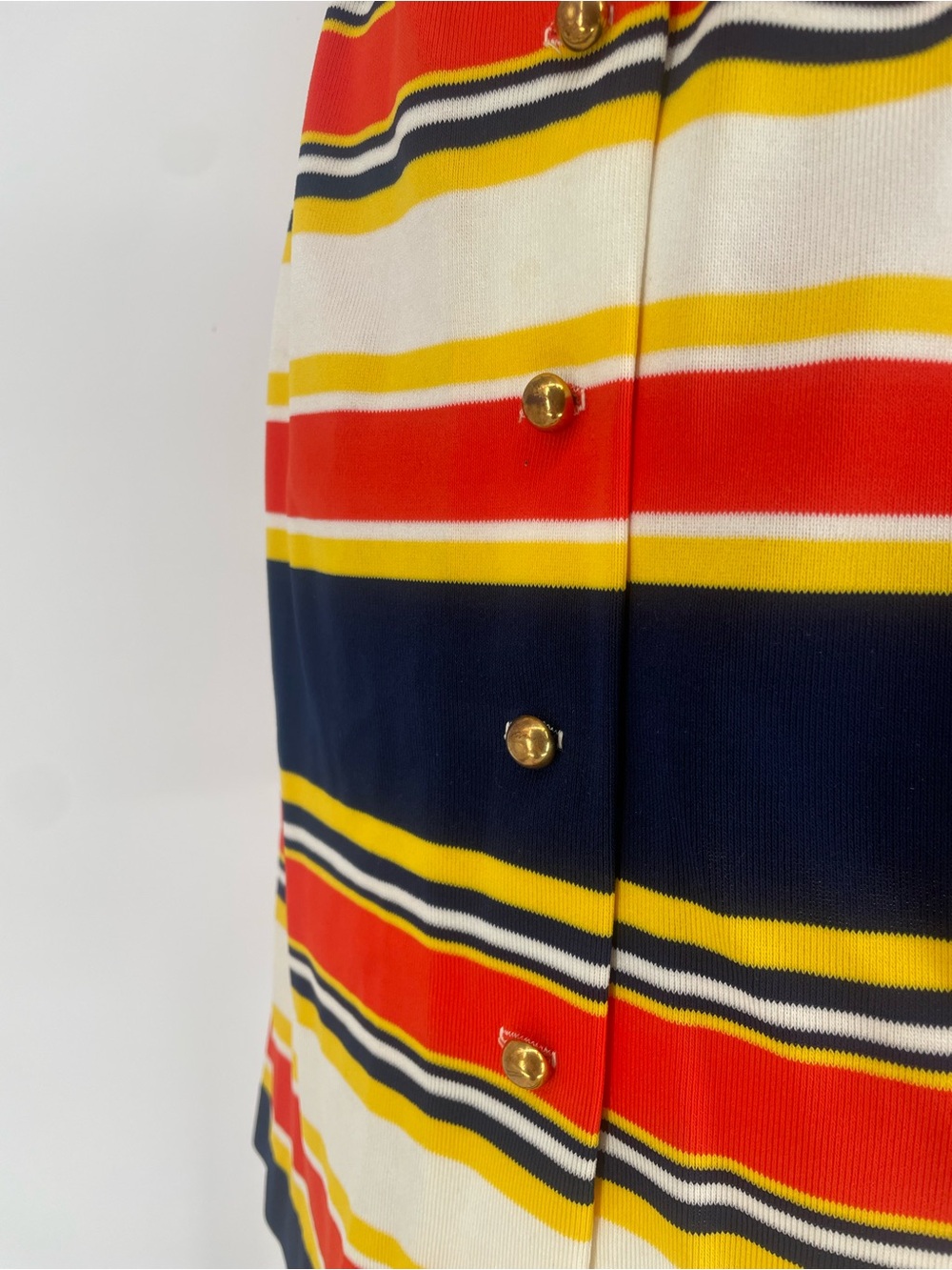 60s 70s Striped Vibrant / Primary Colors Sleeveless Collared Shirt Dress - Picture 11 of 16
